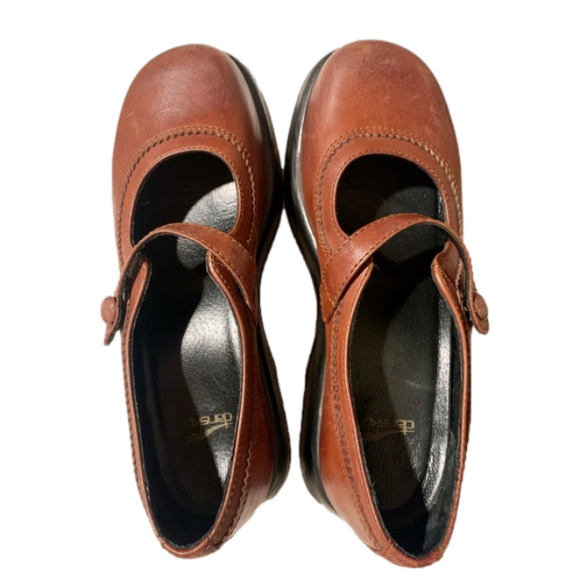Dansko EUC Platform Leather Mary Janes Brown Clogs Shoes Eu Size 39 US 8 1/2 -9 - Picture 2 of 14